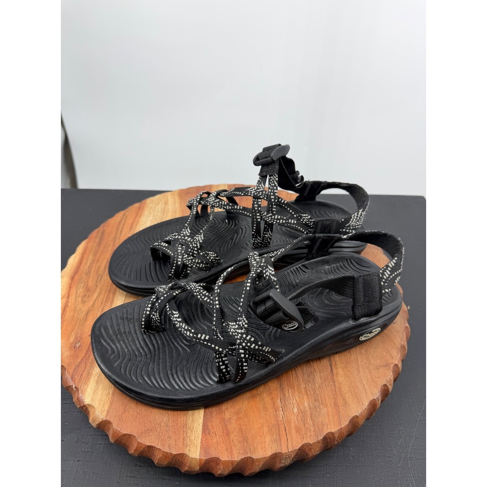 Chaco‎ Z/Cloud 2 Sandals Womens 10 Black White Strappy Toe Loop J106664
